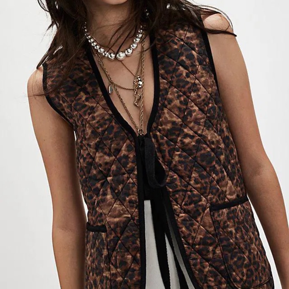 Free People Claudine Quilted Animal Print Vest